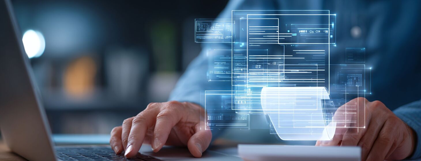E-Invoice and Digital billing concept, Businessman using laptop to manage electronic statements on virtual screen. E-tax, Digital receipt, Online invoice processing and tax accounting solutions. E-Invoice and Digital billing concept, Businessman using laptop to manage electronic statements on virtual screen. E-tax, Digital receipt, Online invoice processing and tax accounting solutions.
